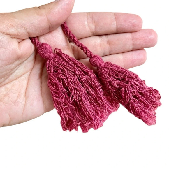 Floryday Blush Pink Velvet Embroidered Blouse Medium | Boho Tassel Tie Top - Picture 3 of 15